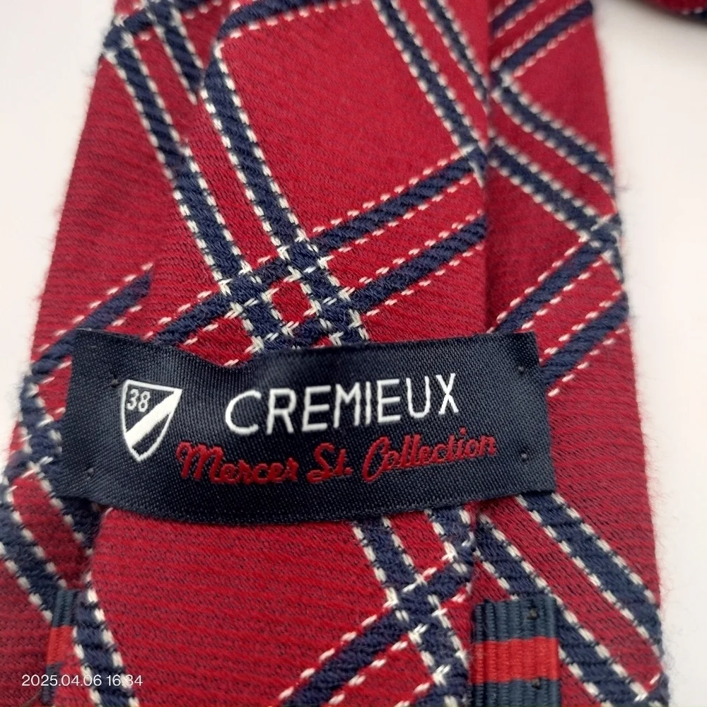 Cremieux Mercer St. Collection Tie Necktie Plaid Red Textured Handmade Flaw